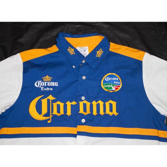 Corona Extra Short Sleeve Button Front Logo Shirt - Picture 2 of 7